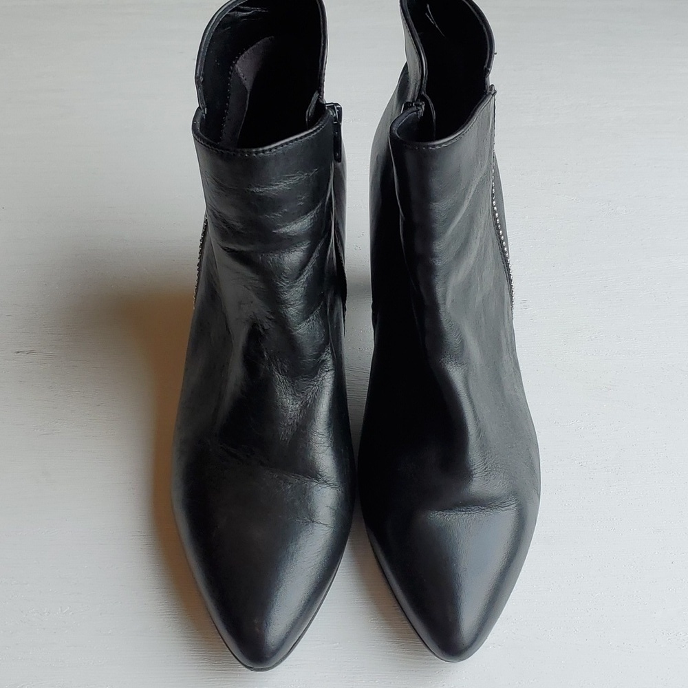Gabor Black Leather Silver Ball Chain Ankle Booties 7.5 UK/ 10 US - Picture 5 of 13